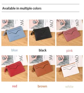 Details of multi-color zipper card holder showcasing slots, compact design and color options.