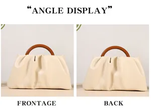 GUSEEM stilvolle geraffte Wolken-Handtasche mit Holzgriff, elegante bequeme Ledertasche.
