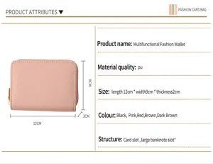 Porte-carte multifonctionnel en cuir PU avec design compact et plusieurs fentes de cartes.