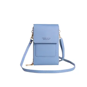 Borsa a Tracolla per Telefono in Pelle PU Donna Borsa a Spalla Verticale Piccola Blu