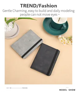 PU leather RFID travel passport wallet holder with elastic band, color-changing minimalist design.