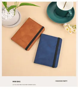 PU leather passport wallet holder with elastic band travel document organizer for trip.