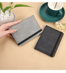 PU leather passport wallet cover with elastic band travel document organizer holder