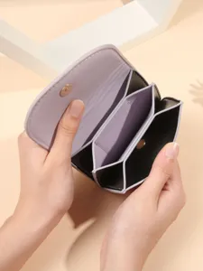 Minimalistische portemonnee van PU-leer met meerdere compartimenten en accordeon-stijl