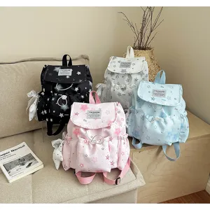 Sac à dos mignon imprimé étoiles, style coréen, sac de loisirs décontracté pour filles voyage