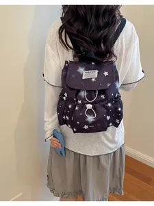 Sac à dos décontracté mignon imprimé étoiles style ins coréen pour femmes mode voyage école