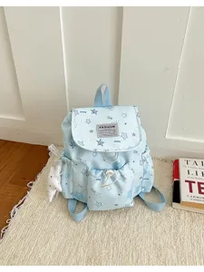Joli sac a dos imprime etoile bleu clair style coreen sac d'ecole loisirs fille