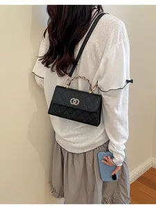 Chic quilted crossbody bag for women with chain handle and stylish classic design.