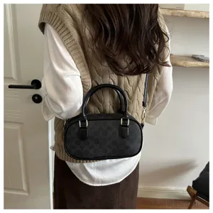 Vintage top handle pillow bag winter new high-end shoulder crossbody bowling handbag stylish