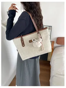 Canvas tote bag for women stylish shoulder bag vintage casual commuter handbag