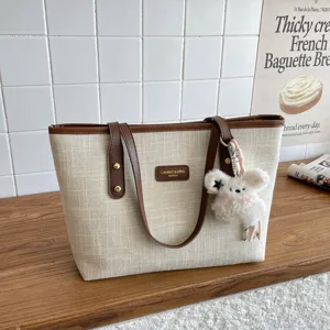 Fashion canvas tote bag retro commuter shoulder bag casual daily handbag for women