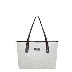 Fashion canvas tote bag for women retro minimalist shoulder bag casual commuting handbag