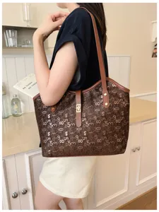 Chique grote dames schoudertas tote tas met uniek nummer patroon stijlvol dagelijks ontwerp.