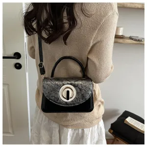 Stylish mini crossbody shoulder bag with textured flap and metal lock for women daily wear.
