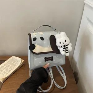 Cute cartoon puppy backpack women casual star print school bag sweet aesthetic leather handbag