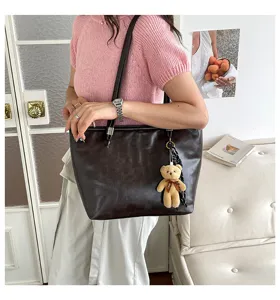 Grande borsa shopper donna monocolore borsa a spalla minimalista borsa da lavoro elegante