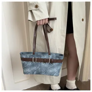 Mujer vintage denim bolso de hombro bajo el brazo casual bolso de mano retro chic