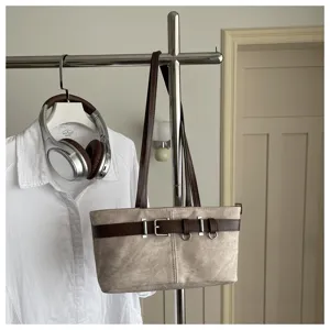 Bolso de hombro retro de lona para mujer, elegante bolso de mano con hebilla de metal elegante