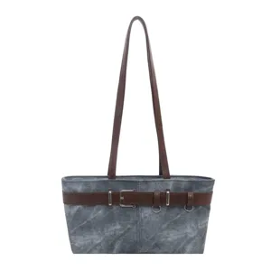 Mujer Retro Lona Lavada Bolso de Hombro Moda Trabajo Bolso de Axila Tote Bag Diario