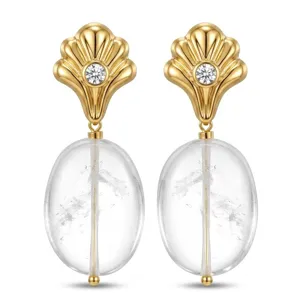 Design Originale Ametista Amazonite Orecchini a Bottone per Donna Lusso Leggero Quarzo Rosa Perno in Argento Sterling 925 Strass Orecchini Pendenti Gioielli