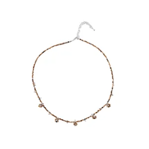 Vintage Ethnic Bohemian Beaded Copper Wooden Horse Leaf Pendant Long Sweater Chain Necklace For Women Vacation Jewelry
