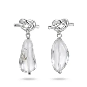 Boucles d'Oreilles Clous en Cristal Blanc Naturel pour Femmes Boucles d'Oreilles Longues à Pompons en Cuivre Plaqué Argent de Haute Qualité Perle Artificielle Strass
