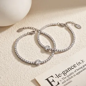 Exquisite full zircon tennis bracelet detail, sparkling rhinestone pave design for elegant women.