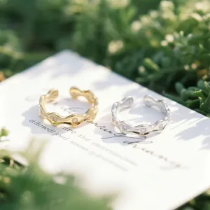 Anello regolabile aperto con zirconi a stella, gioielli di moda in oro e argento.