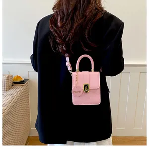 Dames mini roze crossbody telefoon tas PU leer casual schoudertas voor dagelijks gebruik