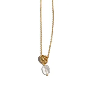 Original Design Copper Electroplated Freshwater Pearl Crystal Pendant Necklace For Women Luxury Rhinestone Star Heart Clavicle Chain Jewelry