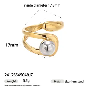 Detailansicht des zweifarbigen Titanstahl-Offenen Rings mit Größen- und Materialangaben.