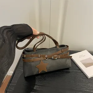 Minimalist casual women crossbody bag summer trendy PU leather shoulder bag with star pendant