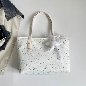 Weisse Sternen-Print Tasche, modische Lässige grosse Kapazität Schultertasche für Frauen