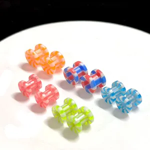 Buntes Acryl Ohrdehner Stecker Körperschmuck Mehrfarbig Gestreift Ohrläppchen Piercing Dehner Modeaccessoire