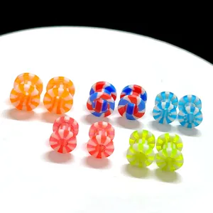 Bunte Acryl Ohr Dehner Piercing Schmuck sortiert gestreiftes Trommel Design Detail view