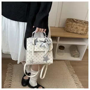 College style women backpack 2026 new fashion polka dot star handbag casual daily lightweight bag