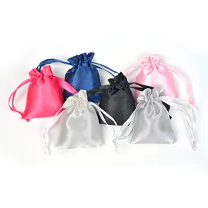 Premium satin drawstring pouches in multiple colors for jewelry and gift packaging.