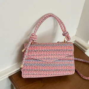 Borsa a tracolla intrecciata arcobaleno borsa a mano elegante casual da donna moda