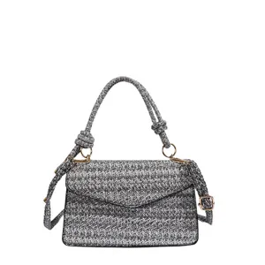 Borsa A Tracolla Tessuta Grigia Ed Elegante Borsa A Mano Chic Casual Da Donna