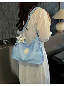 Borsa a tracolla tote con pois stile coreano grande borsa a spalla alla moda donna
