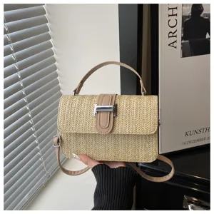 Chique dames stro geweven crossbody tas zomer 2026 nieuwe mode kleine vierkante handtas.