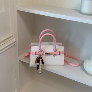 Chic colorblock δερμάτινη τσάντα γυναικεία, τσάντα ώμου χιαστί με χερούλι και κρεμαστό.
