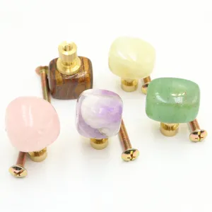 Natural Raw Crystal Stone Cabinet Drawer Pulls Pure Brass Single Hole Decorative Wardrobe Door Handle Furniture Knob