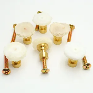Maniglie per mobili in cristallo bianco naturale agata pomelli per cassetti in ottone