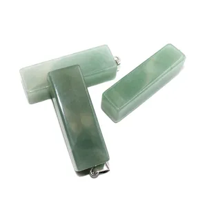 Colgante de columna rectangular de piedra verde natural collar de moda DIY joyería