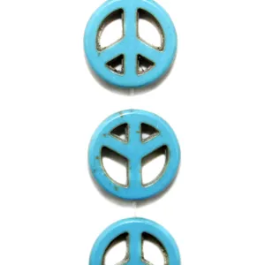 Synthetic turquoise peace sign round beads for DIY jewelry making and fashion accessories necklace.