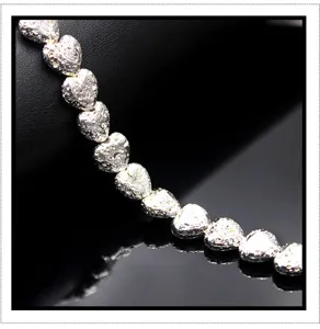 Silber galvanisierte Herz Lava Stein Perlen DIY Armband Schmuck Zubehör Detailaufnahme