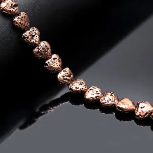 Roségold herzförmige Lavastein Perlen Armband DIY Schmuck Zubehör Hauptansicht.
