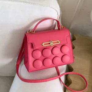 Pink women handbag stylish crossbody shoulder bag unique bubble design niche daily purse