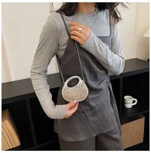 Women acrylic crescent evening bag mini glitter crossbody bag elegant shoulder bag for party